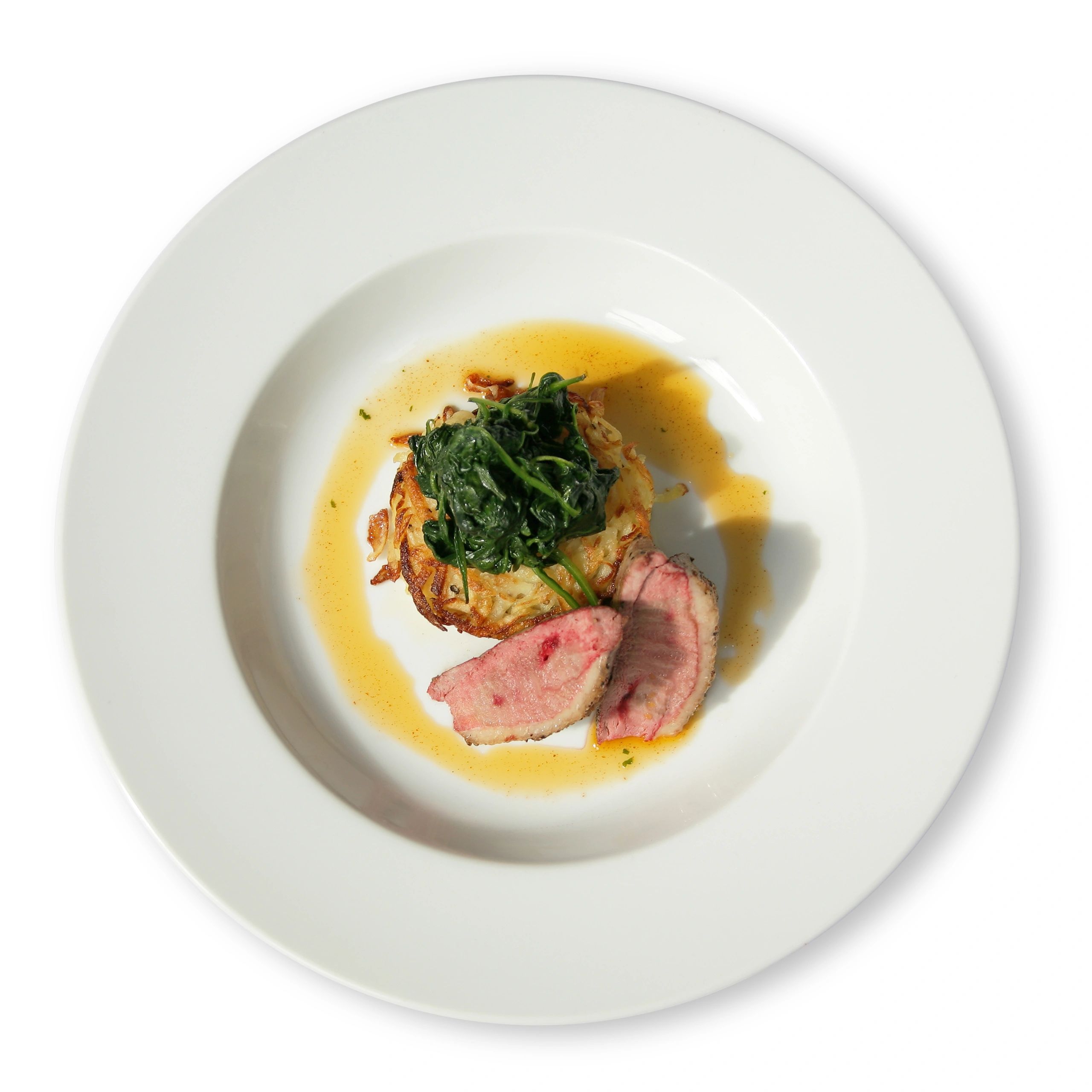 Elegant plated lamb entrée