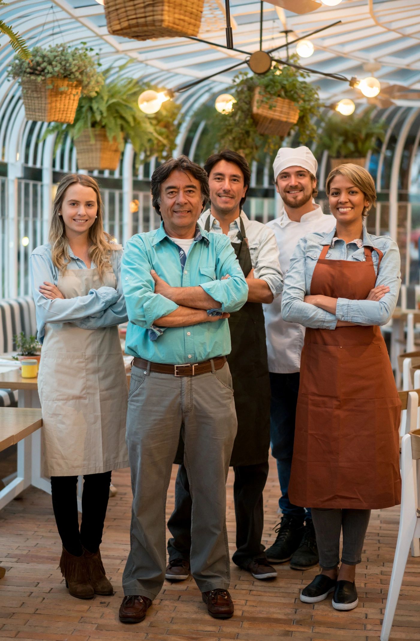 Restaurant team smiling together